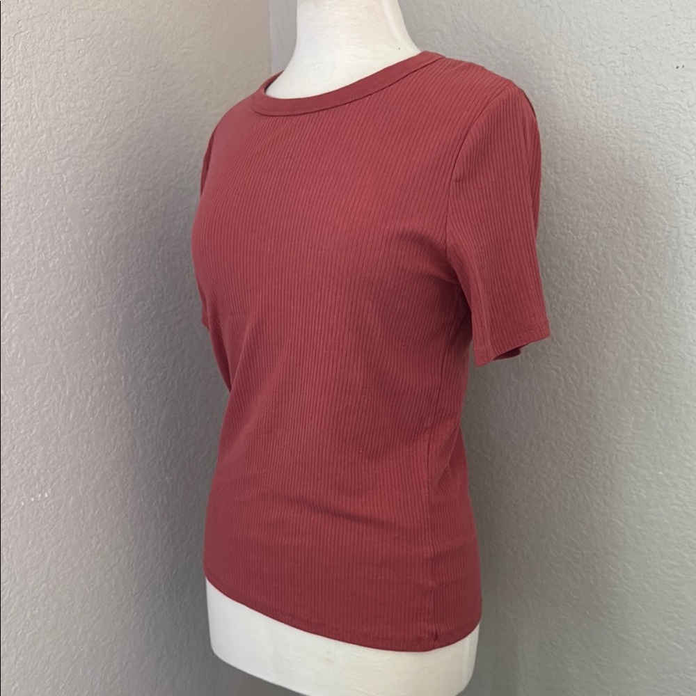 a new day Women's Ribbed Short Sleeve Top - Red/coral